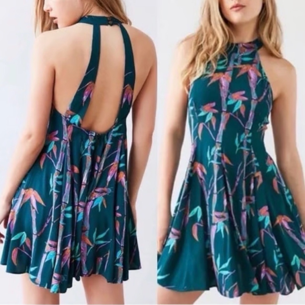 Urban Outfitters Teal and Purple Mini Dress